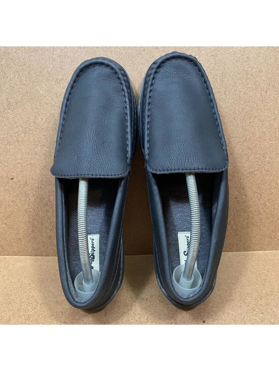 MySlippers Mens 12 Black Leather Slip-On Loafers Outsoles Indoor Outdoor Shoes main image 4